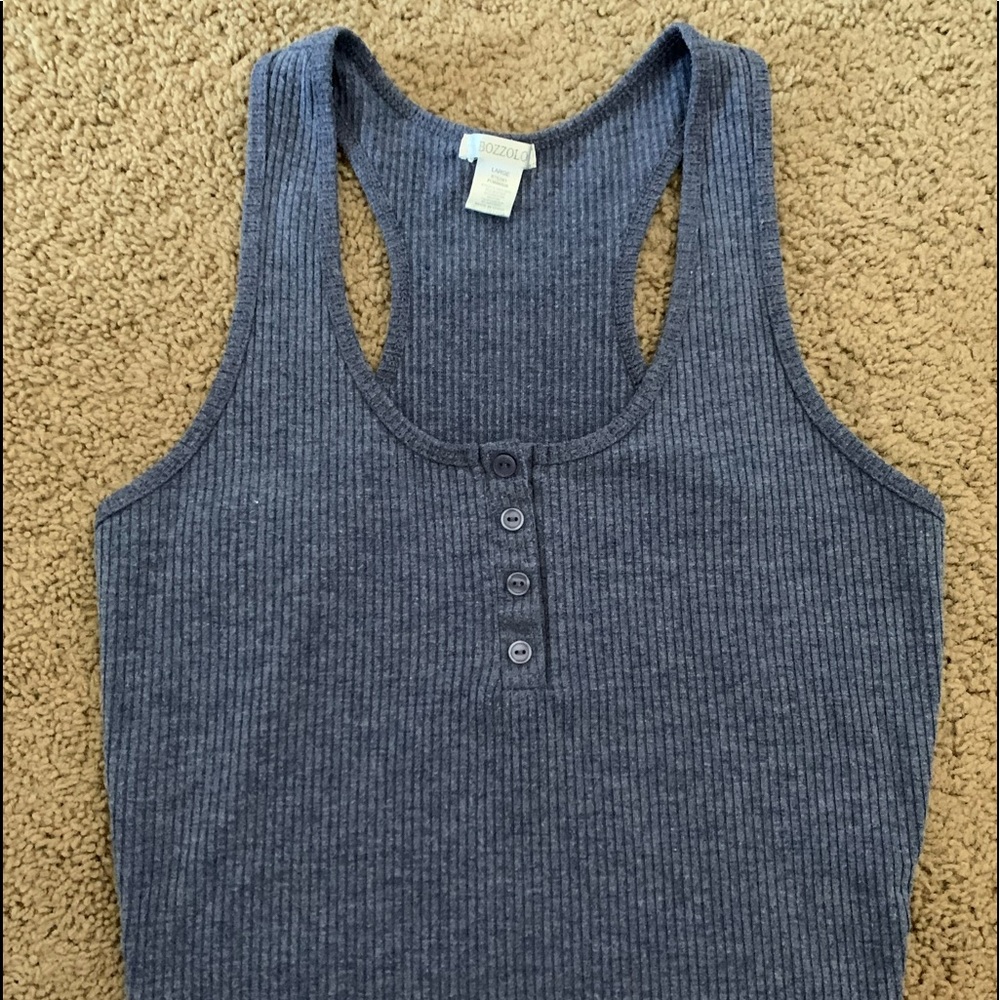 Blue button tank top